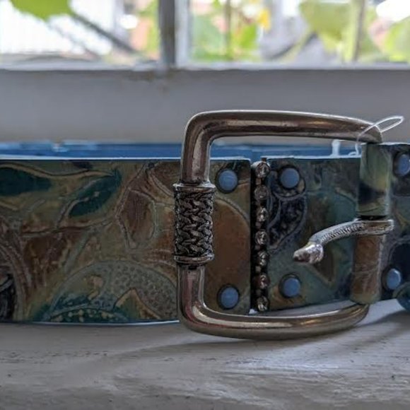 Nanni Blue + Multicolor Leather Belt With Bergdorf Goodman\'s Tag main image 11